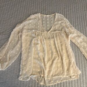 Entro Elegant Cream Sheer Women's Top